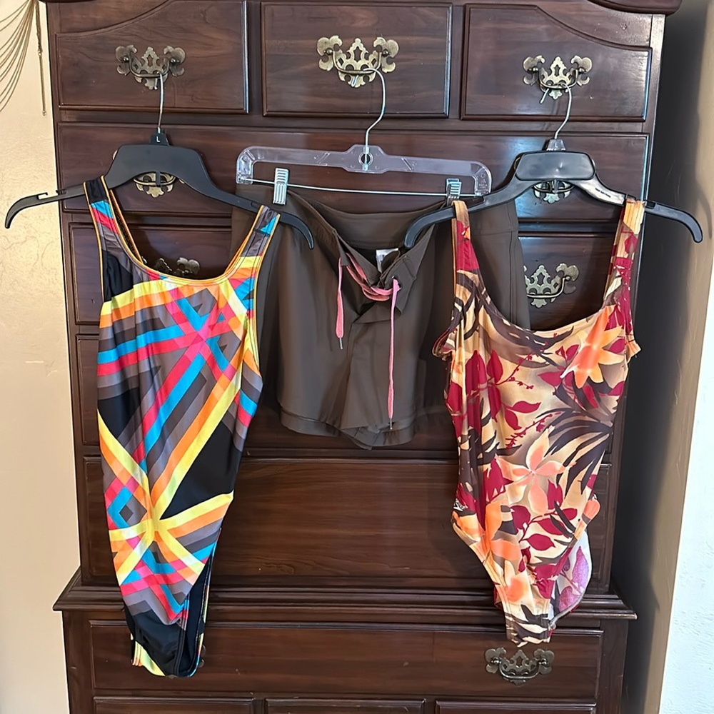 Women’s Speedo swimsuits and matching shorts